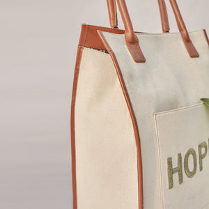 Hope hand embroidered canvas tote