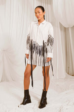 Load image into Gallery viewer, Blot White and Black Cotton Shirt Dress
