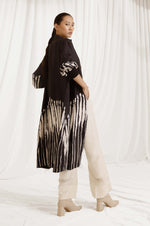 Load image into Gallery viewer, Blot Black and White Silk Long Shirt
