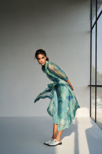 Load image into Gallery viewer, Bay Printed Organza Trench with Slip dress
