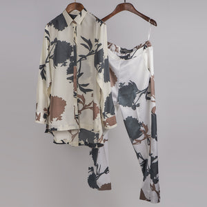 Off-white printed shirt with printed pants Coordinated set