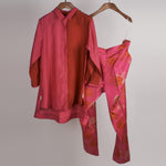 Load image into Gallery viewer, Shades of Pink solid shirt with printed pants Coordinated set
