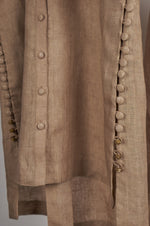 Load image into Gallery viewer, Beige solid embroidered Linen Co-ord Set
