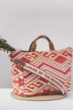 Load image into Gallery viewer, Fuchsia and Tangerine Capacious Tote
