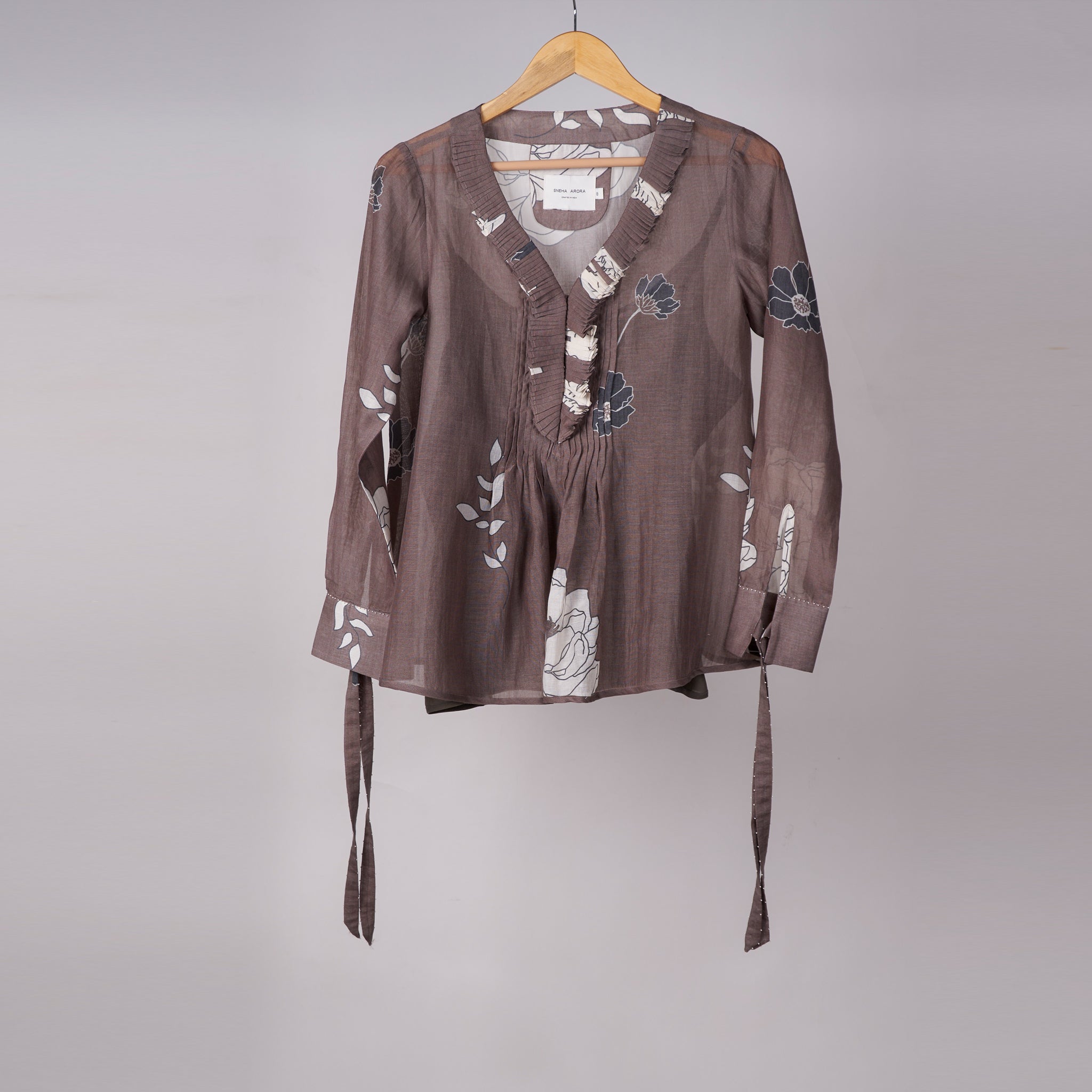 Rose wood Frill Neck Top