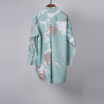 Load image into Gallery viewer, Mint And Beige Floral Print Cotton Shirt
