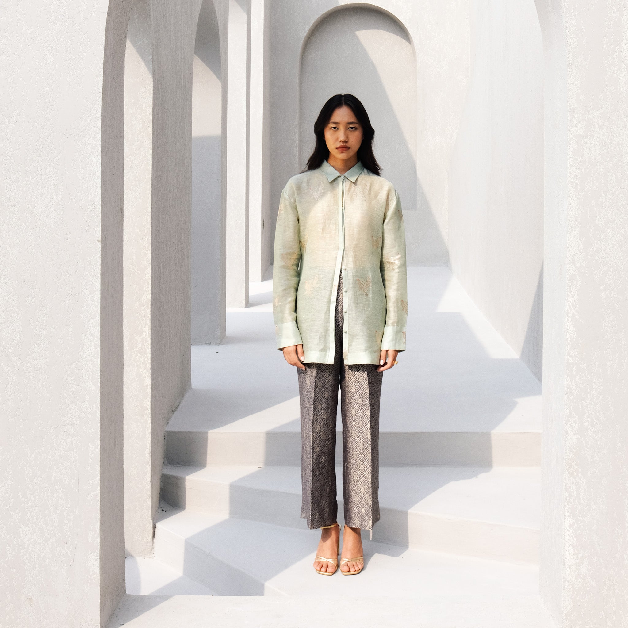 Rouge Grey Brocade Pants