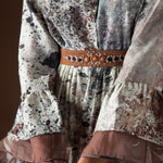 Load image into Gallery viewer, Beige and Rust Scatter Tiered dress
