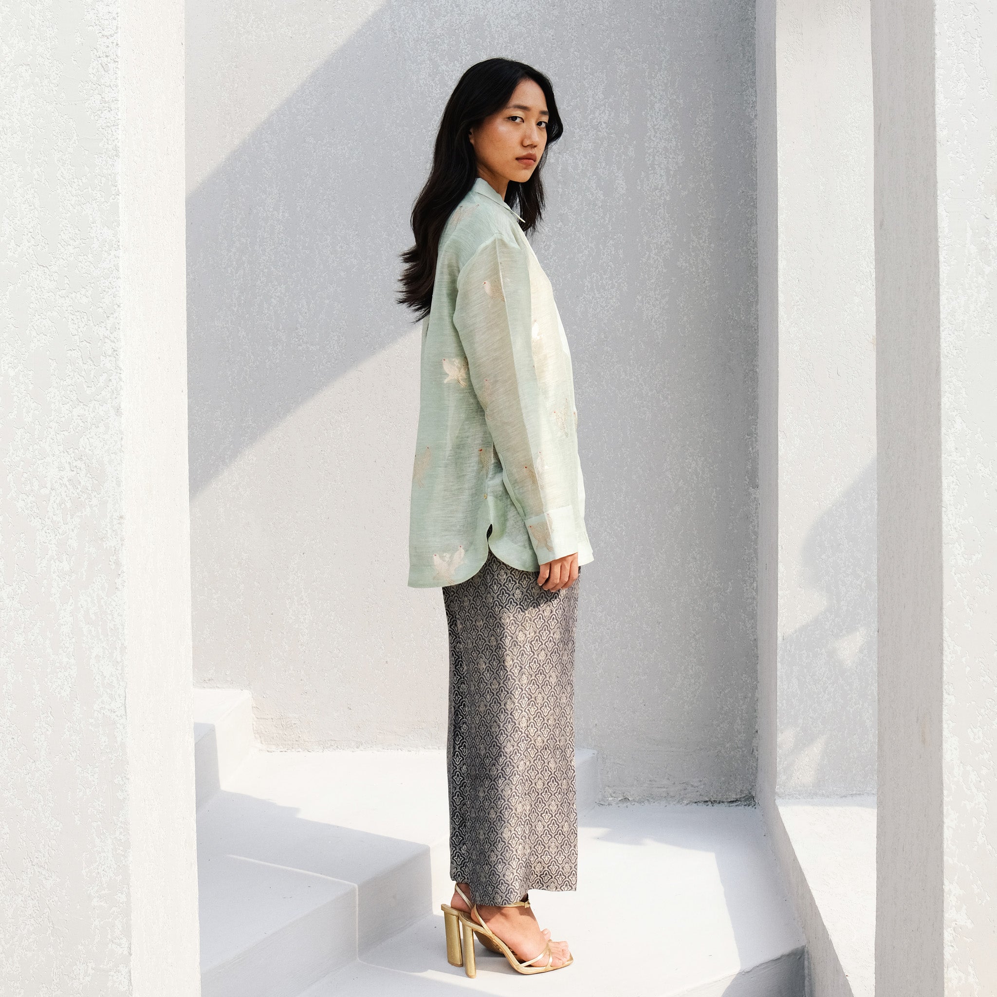 Rouge Grey Brocade Pants