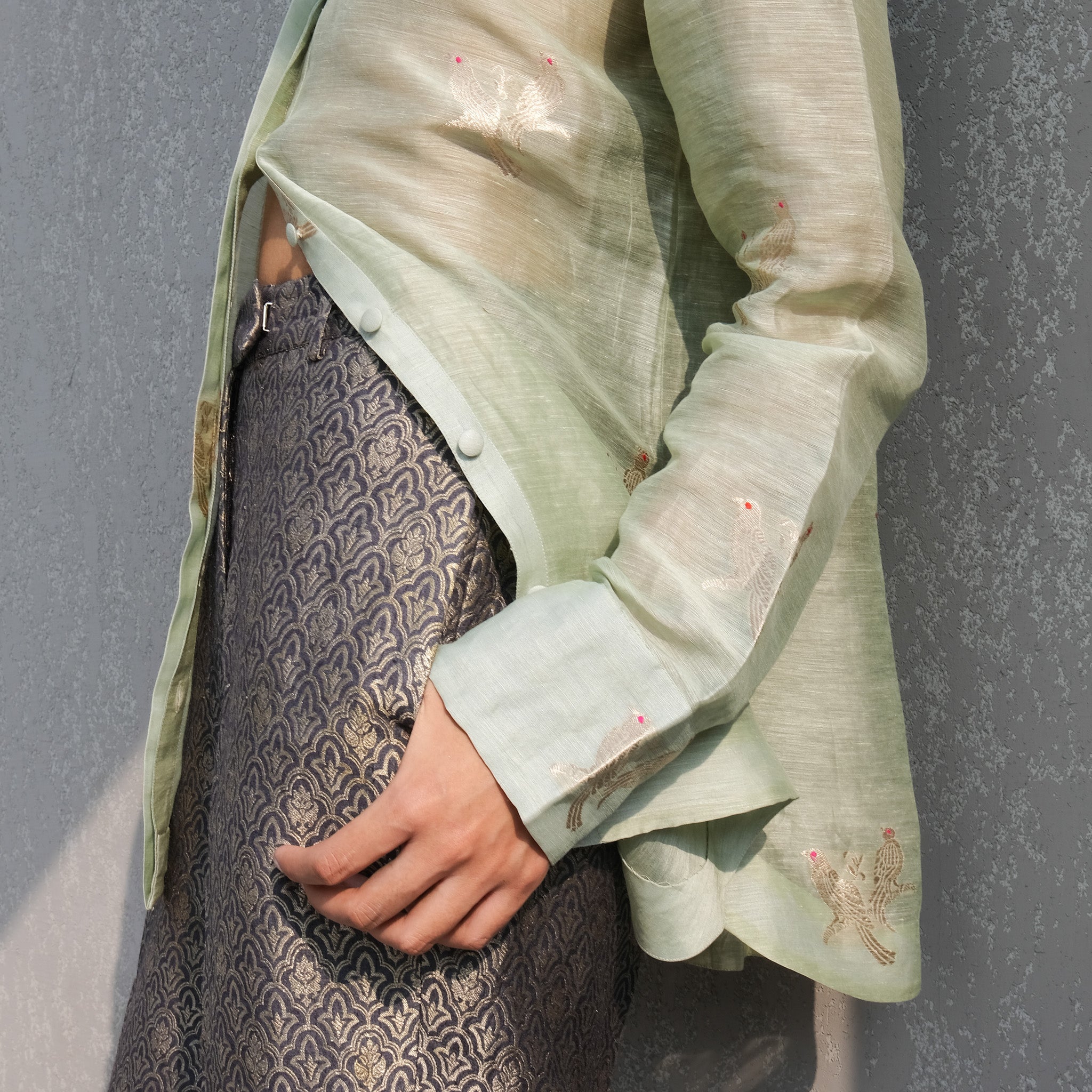 Rouge Grey Brocade Pants