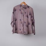 Load image into Gallery viewer, Brown and mauve leaf print linen shirt
