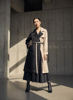 Load image into Gallery viewer, Black and Beige Pearl  Embroidered Trench
