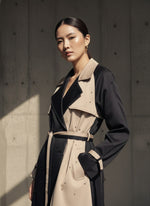 Load image into Gallery viewer, Black and Beige Pearl  Embroidered Trench
