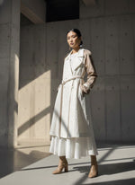 Load image into Gallery viewer, White and Beige Pearl  embroidered Trench
