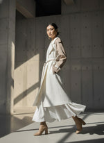 Load image into Gallery viewer, White and Beige Pearl  embroidered Trench
