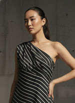 Load image into Gallery viewer, Black striped Murmur skirt set
