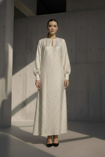 Load image into Gallery viewer, Beige Nightcap Polka Dress
