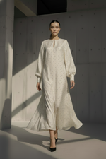 Load image into Gallery viewer, Beige Nightcap Polka Dress
