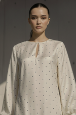 Load image into Gallery viewer, Beige Nightcap Polka Dress
