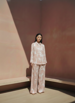 Load image into Gallery viewer, Peach and White Floral Linen Set
