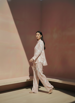 Load image into Gallery viewer, Peach and White Floral Linen Set
