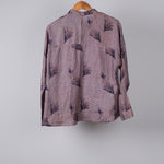 Load image into Gallery viewer, Brown and mauve leaf print linen shirt
