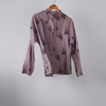 Load image into Gallery viewer, Brown and mauve leaf print linen shirt
