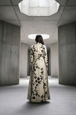 Load image into Gallery viewer, Beige and Black Floral Printed Stroke Dress
