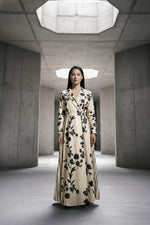 Load image into Gallery viewer, Beige and Black Floral Printed Stroke Dress
