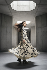 Load image into Gallery viewer, Beige and Black Floral Printed Stroke Dress
