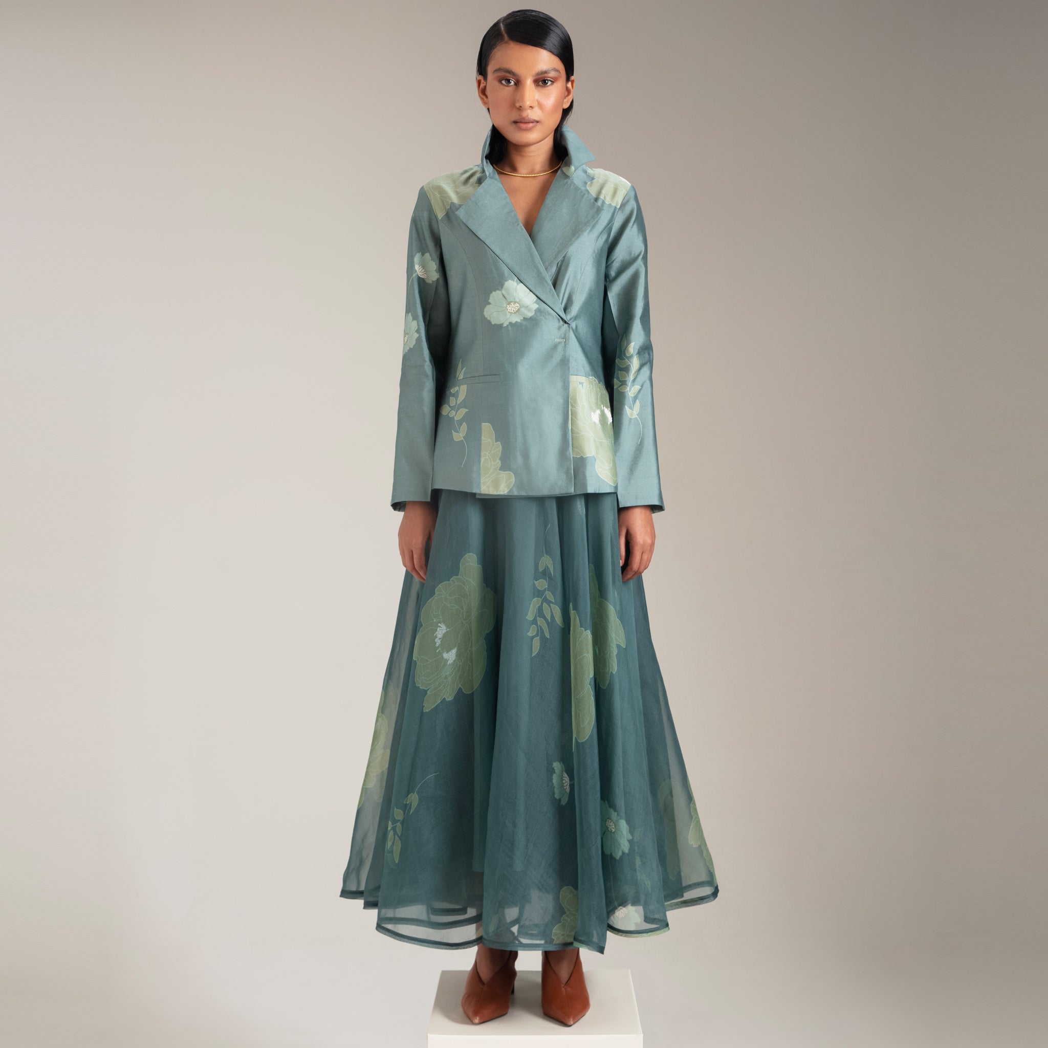 Wild meadows Printed Organza Skirt Set