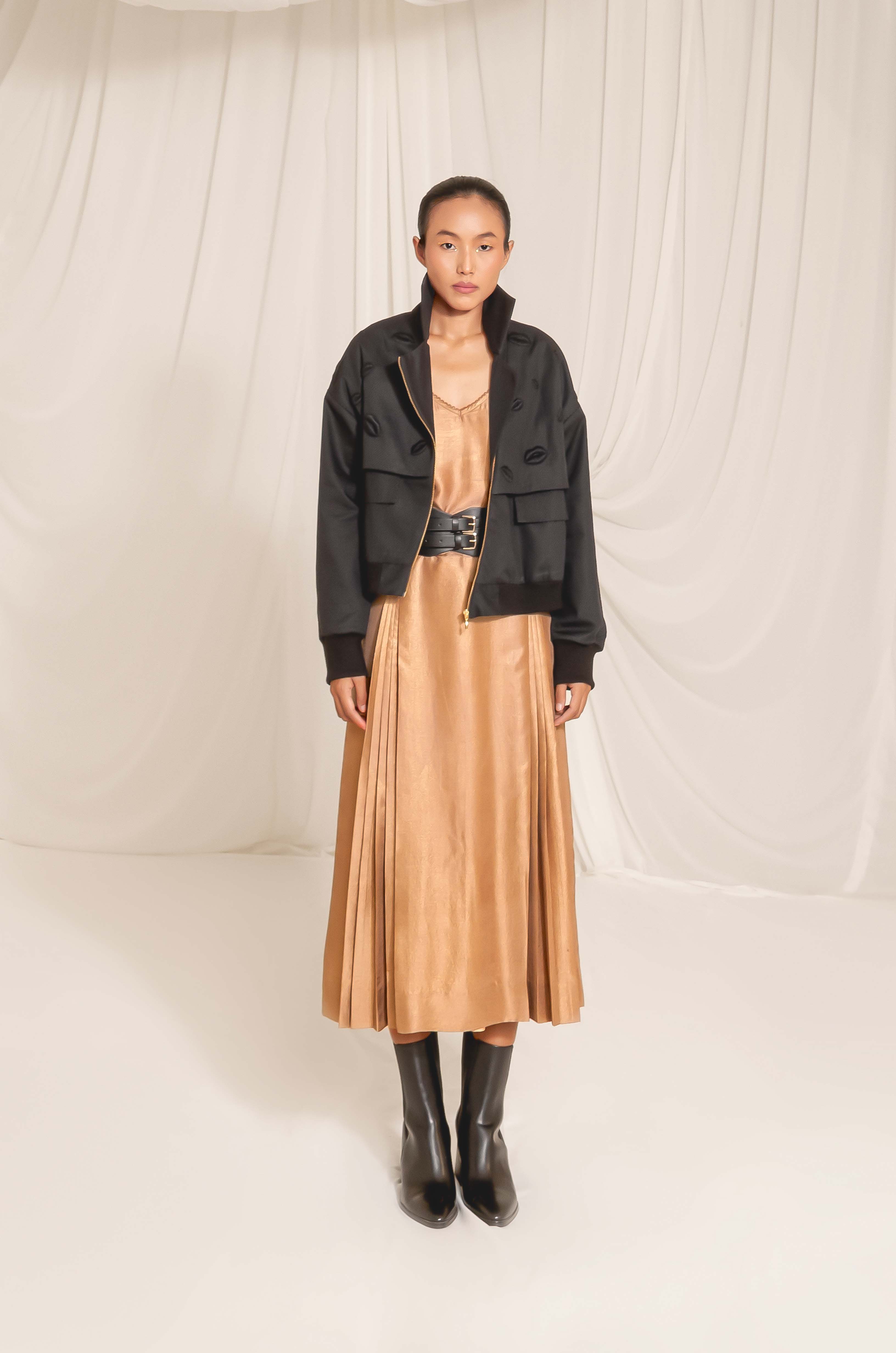 Flash Gold Pleated Dress