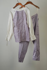 Load image into Gallery viewer, Mauve polka printed top with solid pants Coordinated set
