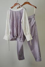 Load image into Gallery viewer, Mauve polka printed top with solid pants Coordinated set

