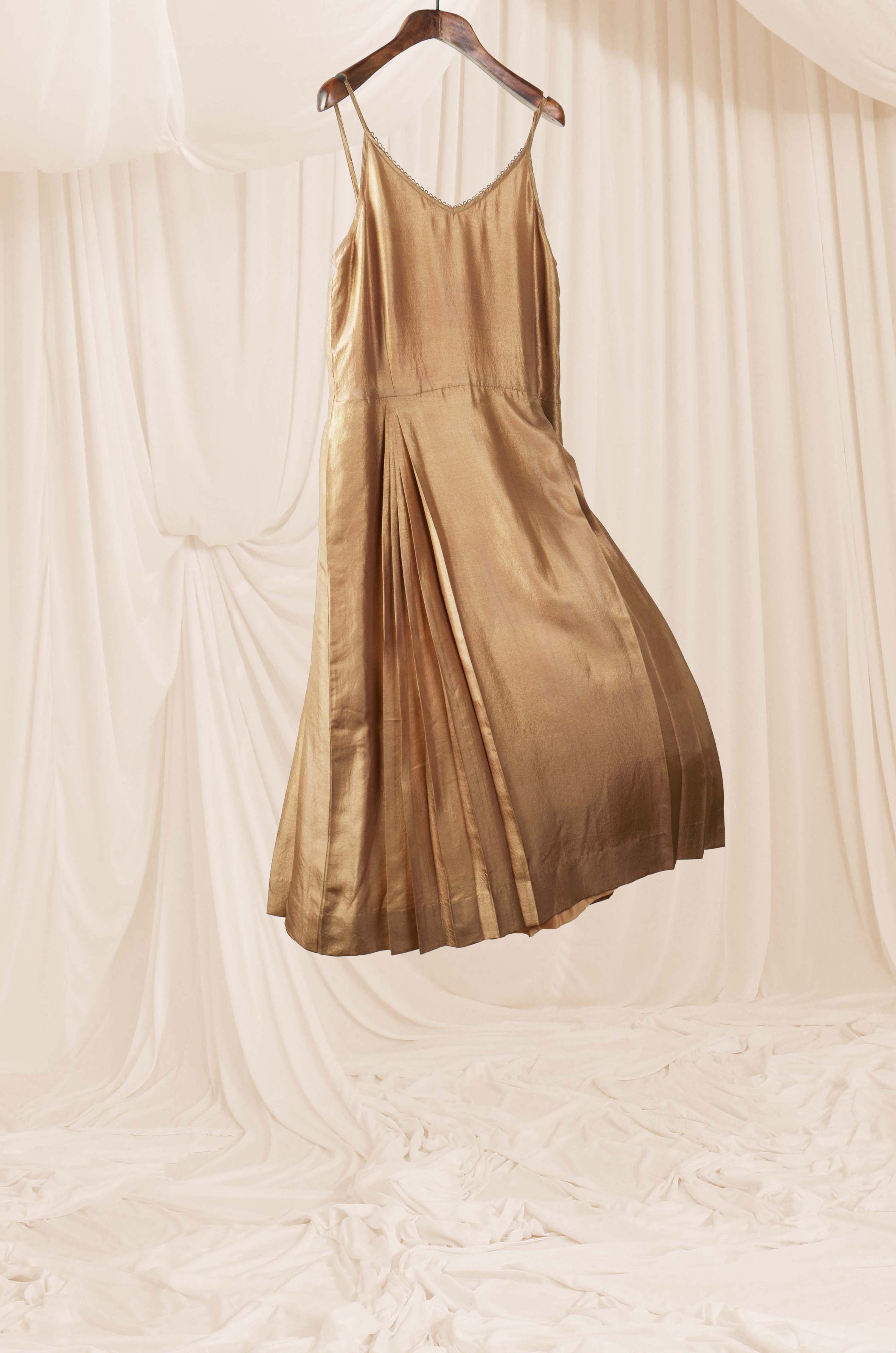 Flash Gold Pleated Dress