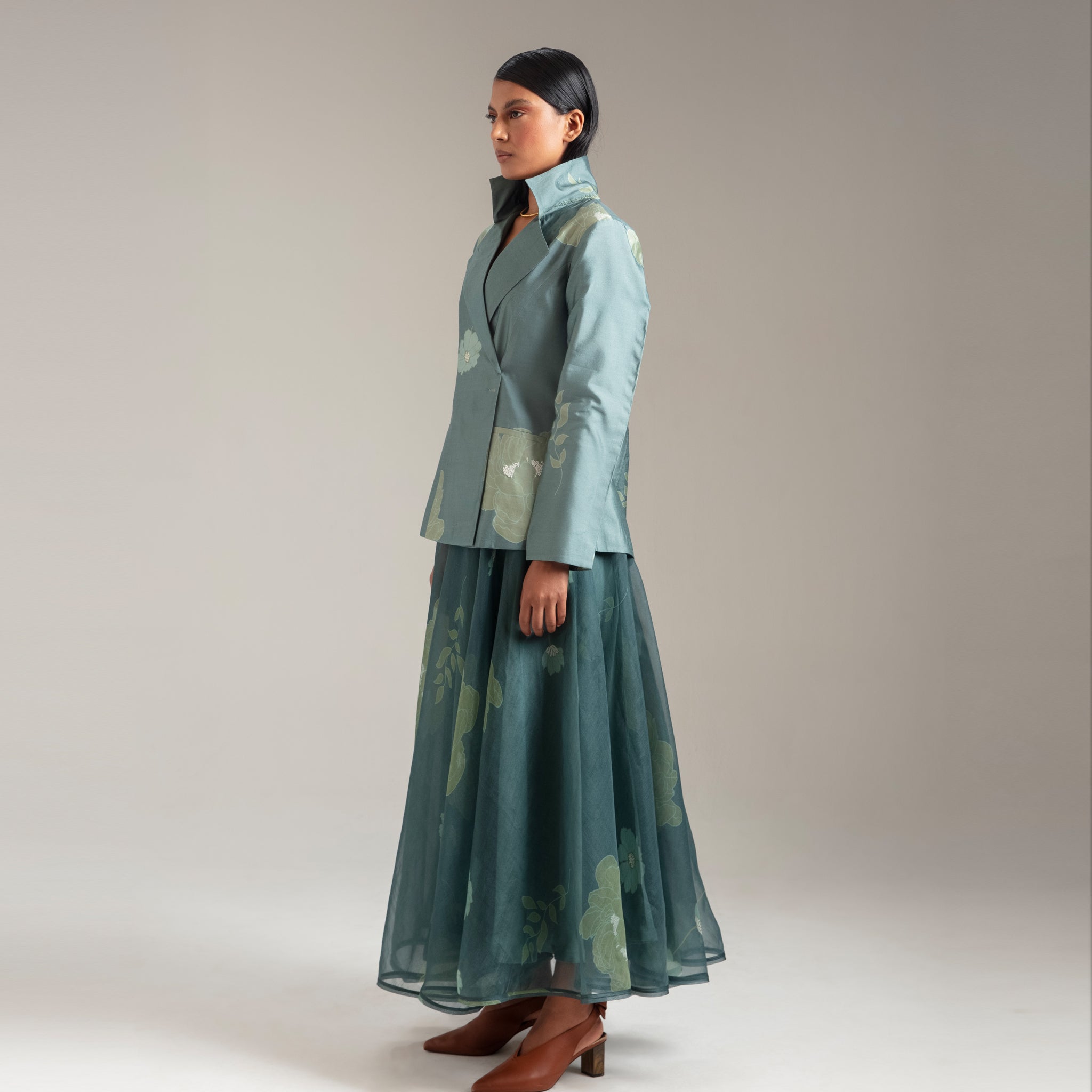 Wild meadows Printed Organza Skirt Set