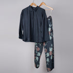Load image into Gallery viewer, Grey solid shirt with printed pant coordinated set
