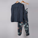 Load image into Gallery viewer, Grey solid shirt with printed pant coordinated set

