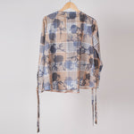 Load image into Gallery viewer, Beige and Blue Neck Frill Top
