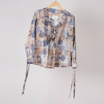 Load image into Gallery viewer, Beige and Blue Neck Frill Top
