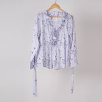 Load image into Gallery viewer, Mauve Twig Print Neck Frill Top
