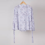 Load image into Gallery viewer, Mauve Twig Print Neck Frill Top
