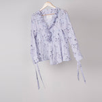 Load image into Gallery viewer, Mauve Twig Print Neck Frill Top

