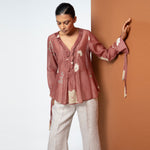 Load image into Gallery viewer, Rose wood Frill Neck Top
