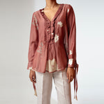 Load image into Gallery viewer, Rose wood Frill Neck Top
