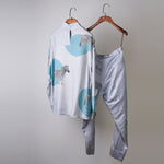 Load image into Gallery viewer, Grey zebra print shirt with solid pants Coordinated set
