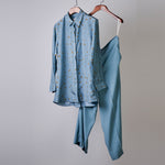 Load image into Gallery viewer, Teal polka printed top with solid pants Coordinated set
