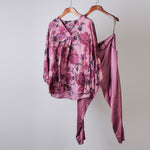 Load image into Gallery viewer, Bougainvillea printed top with solid pants Coordinated set
