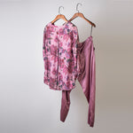 Load image into Gallery viewer, Bougainvillea printed top with solid pants Coordinated set
