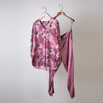 Load image into Gallery viewer, Bougainvillea printed top with solid pants Coordinated set
